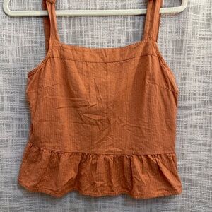 Ruffled crop top, pumpkin colored crop top, elastic back crop top